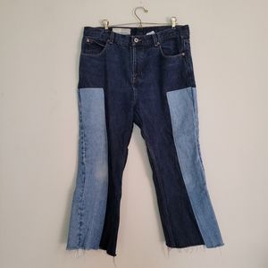 GAP Two-Tone Blue Cropped Patchwork Jeans